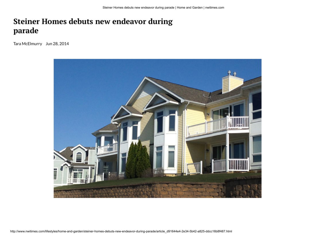 Featured In The Indiana Press Steiner Homes