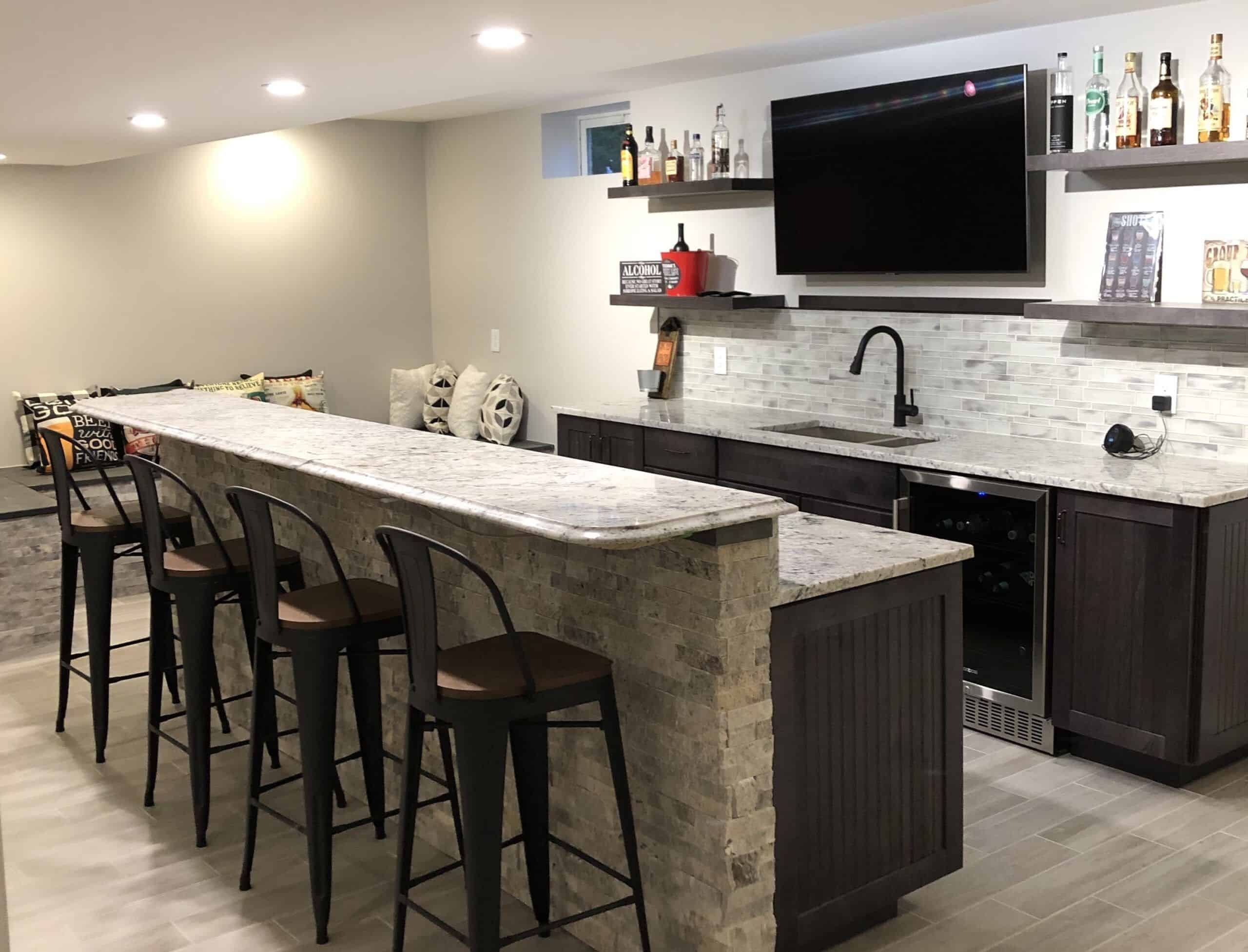 Building A Basement Bar Tips To Choosing Durable Surfaces, Stools ...